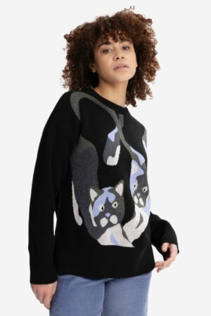 ekologisk tröja boxy motivstickad faiza katter modell