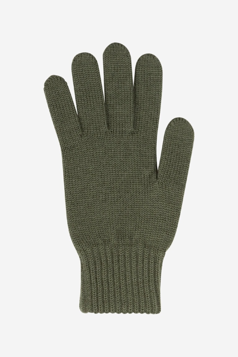 ekologiska handskar stickad 100% ull unisex khakigrön