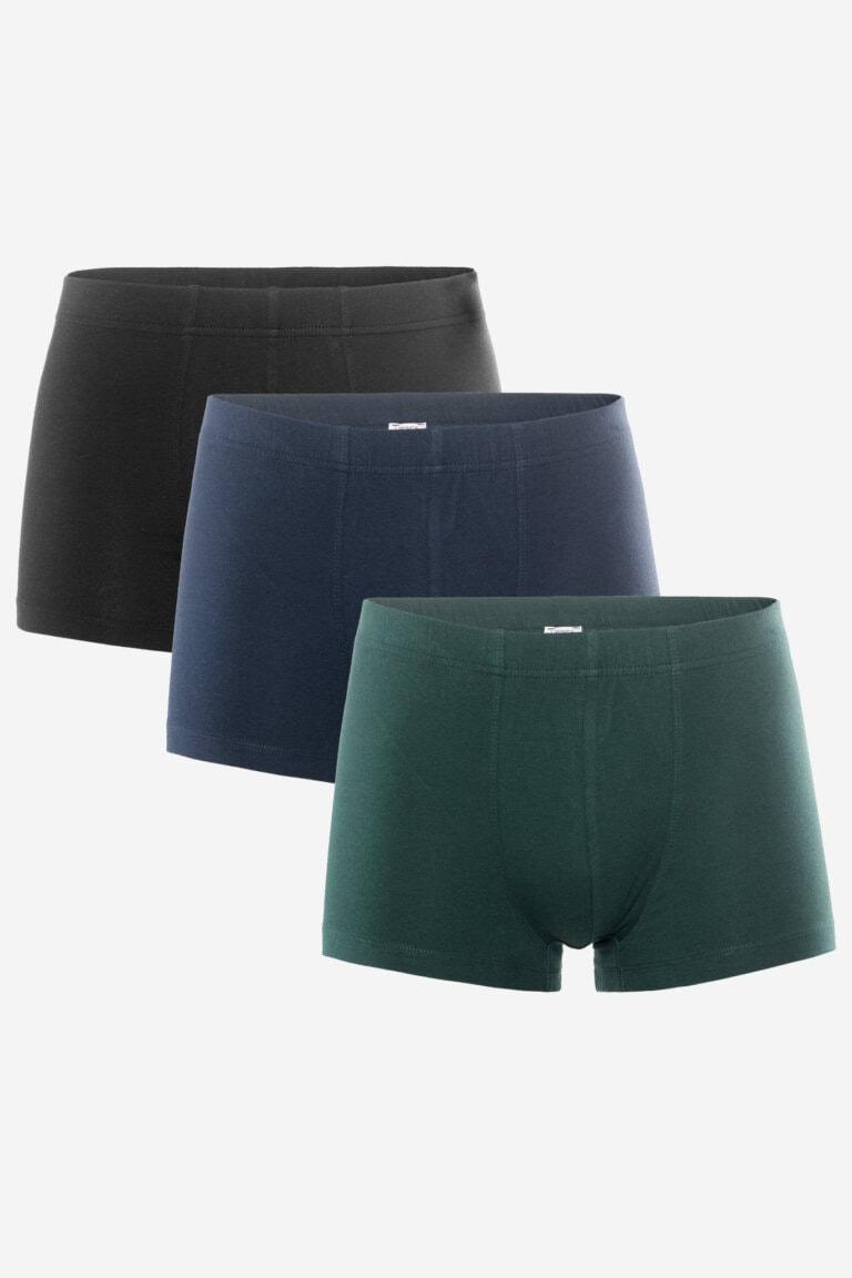 ekologiska kalsonger boxer sagon 3-pack marinblå/svart /petrolgrön