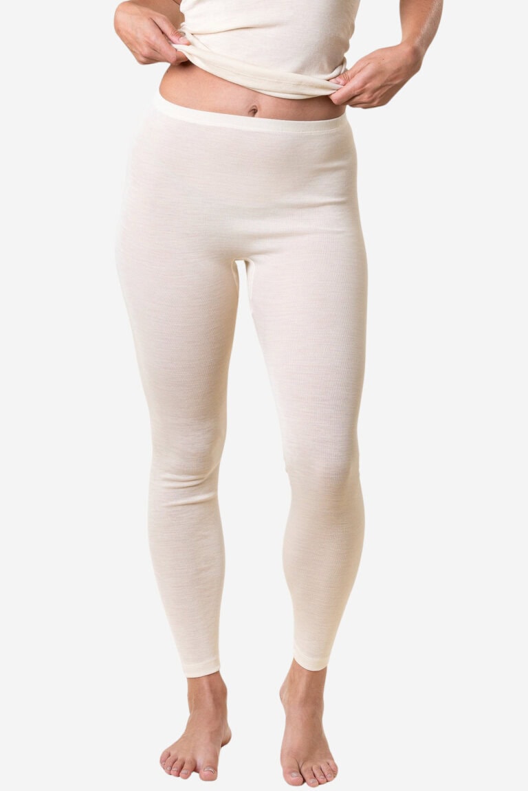 ekologiska leggings ull/silke fenja naturvit modell