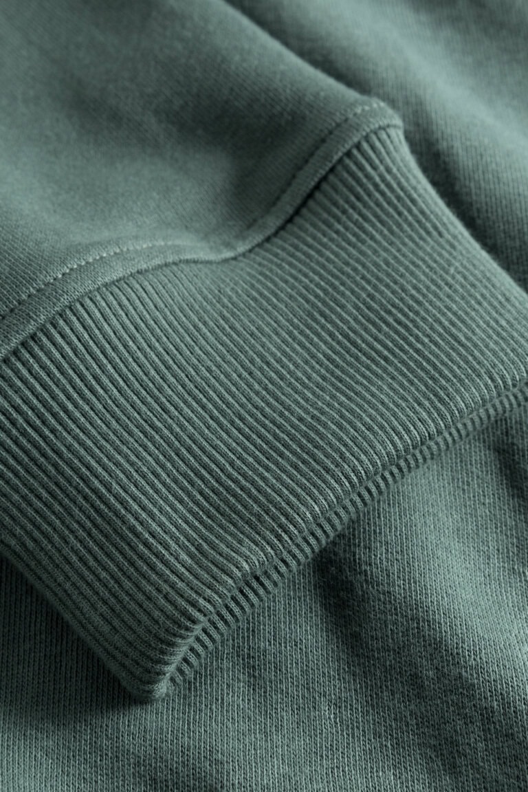 ekologisk tröja sweatshirt herr malmö grön detalj ärmslut