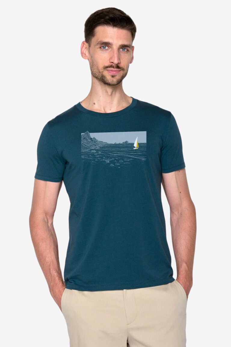 ekologisk t-shirt nature cliffsail guide petrolblå modell
