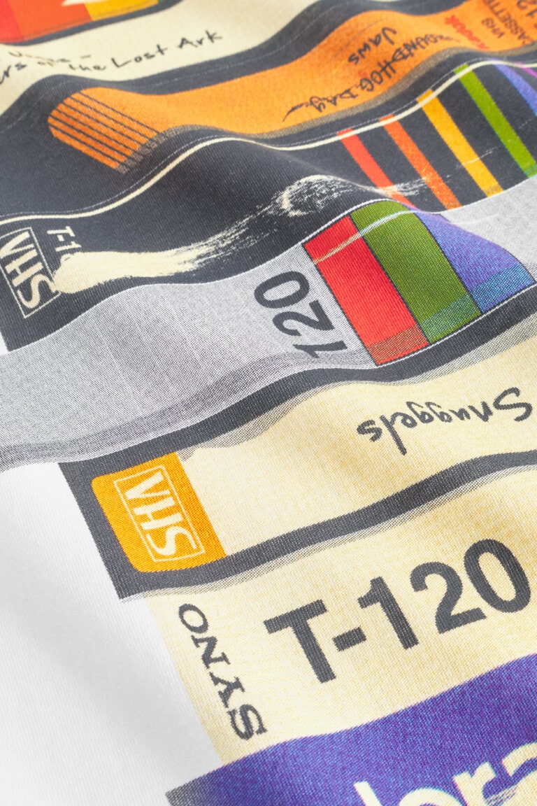 ekologisk t-shirt video retro stockholm vit tryck