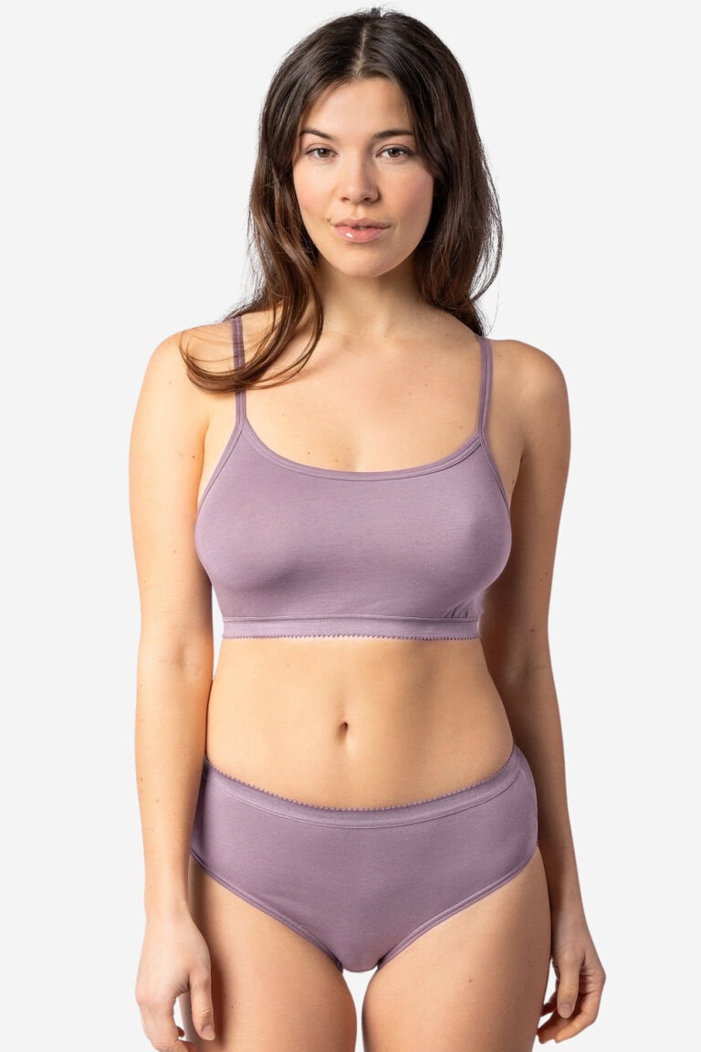 ekologisk mjuk bh bygellös ljuslila modell trosor
