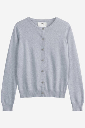 Kofta finstickad slimfit NAMEEN gråmelerad