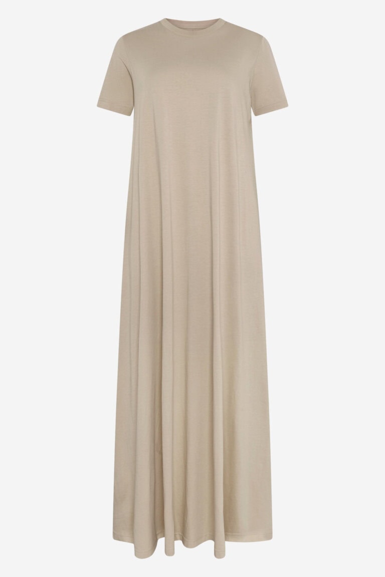 ekologisk maxi t-shirt klänning beige melerad